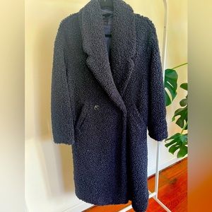 Zara Navy Teddy Coat